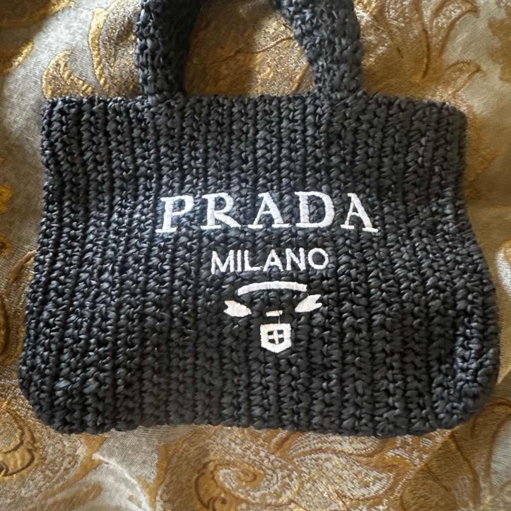 Prada Black Knit Tote Bag